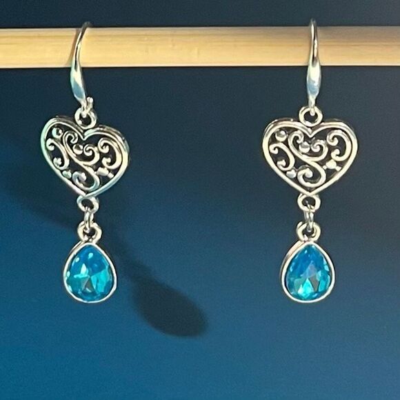 BAO  Ice Blue Teardrop & Hearts Dangles - Picture 1 of 7